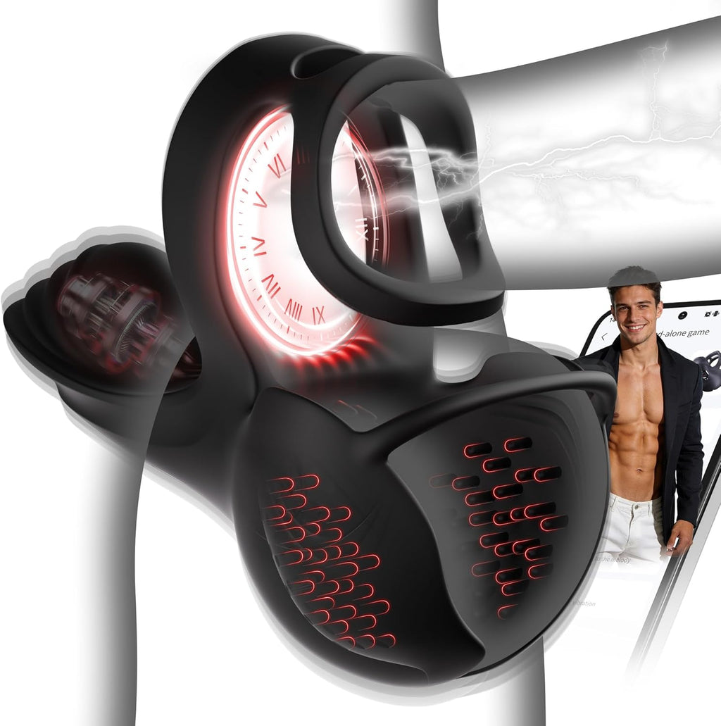 360° Hoden Vollabdeckungsstimulator Penistrainer Cock Ring mit 9 Vibrations & Heizmodi