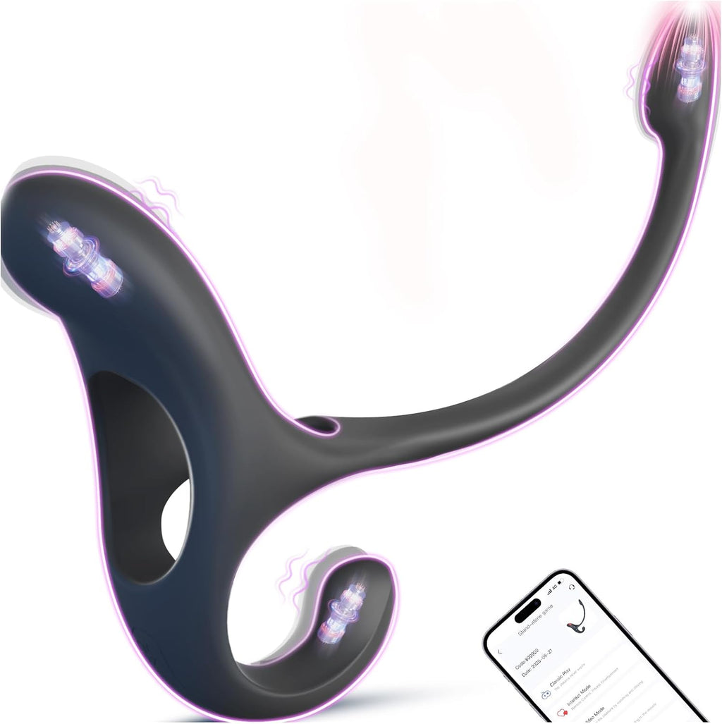 Analplug Prostata Hoden Stimulation Männer mit Penisring Klitorisstimulator, Anal Butt Plug Dildo Sex Spielzeug für die Männer Paare Frauen, Penis Ring Vibrator App, Cockring Sexspielzeug Vibration