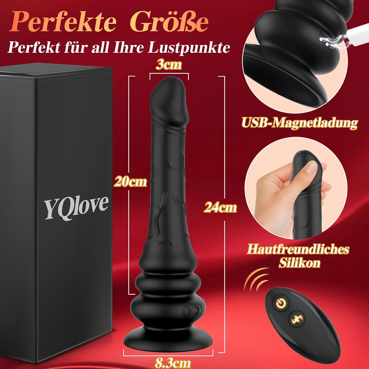 Wriggelnder Vibrator, realistischer Dildo, vibrierender Analplug, mit 9 Modi für Wellen und Vibration, G-Punkt und Prostata-Stimulator, mit Fernbedienung und Saugnapf, Unisex-Sexspielzeug