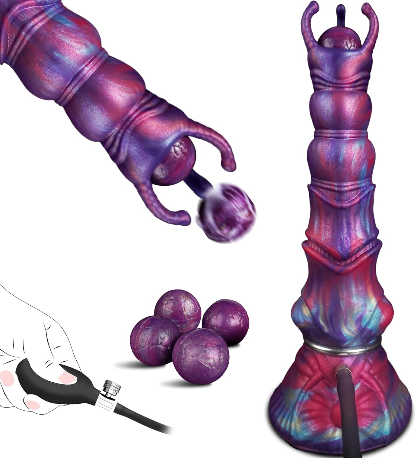 27cm Monster Ovipositor XXL Dildo mit 4 Silikoneiern Alien Dragon Dildo | Fantasy Knot Dildo groß Anal Plug, Analdildos BDSM Analspielzeug Dildoschwanz für Männer Frauen Paare Gay
